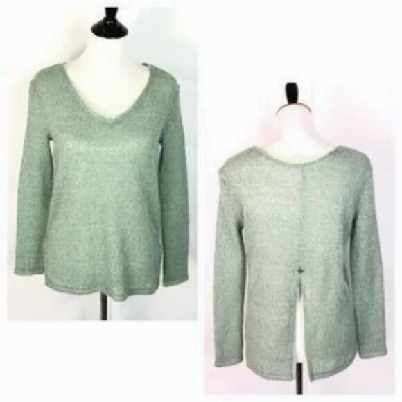 Others Follow Fuzzy Knit V-Neck Sweater With Lace Trim And Back Cut Out Size XS - Picture 1 of 10